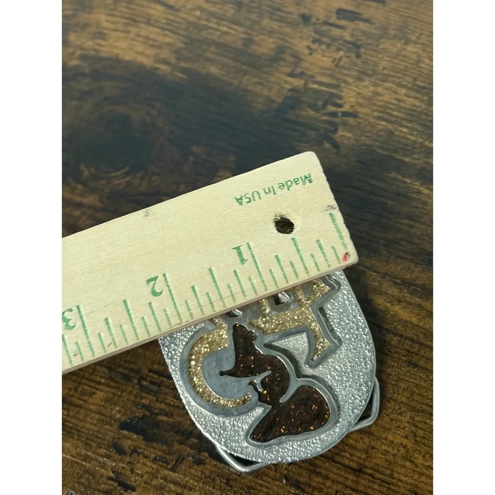 Western Inlaid Enamel Symbol Emblem Vintage Rodeo Cowboys Belt Buckle